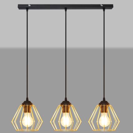 Lustra ar auklu AGAT 3xE27/15W/230V zelta/melna