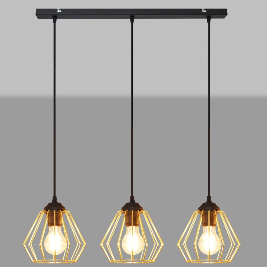 Lustra ar auklu AGAT 3xE27/15W/230V zelta/melna