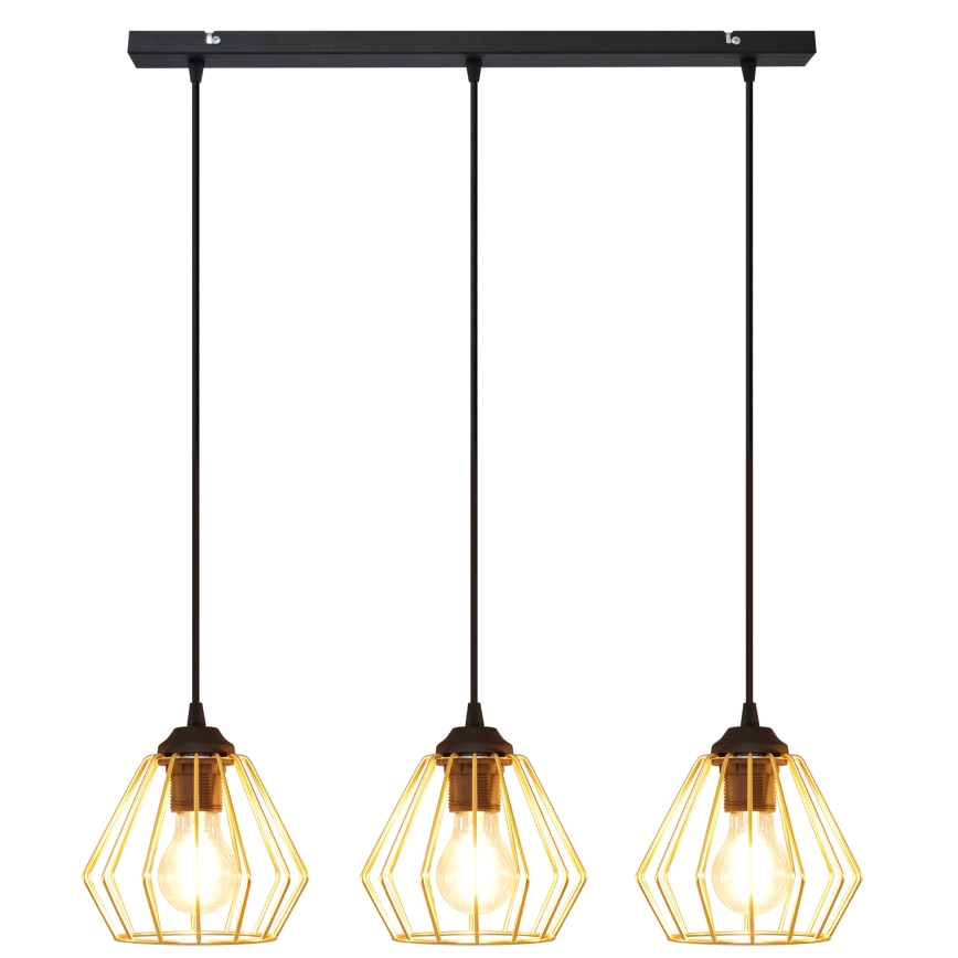 Lustra ar auklu AGAT 3xE27/15W/230V zelta/melna