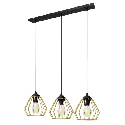 Lustra ar auklu AGAT 3xE27/15W/230V zelta/melna