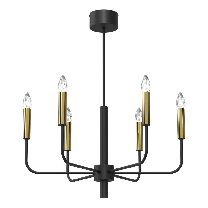 Lustra ar auklu AKASYA 6xE14/15W/230V melna/zelta