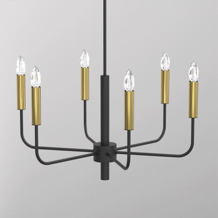 Lustra ar auklu AKASYA 6xE14/15W/230V melna/zelta