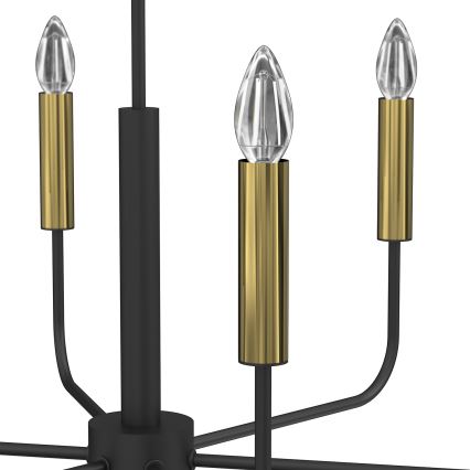 Lustra ar auklu AKASYA 6xE14/15W/230V melna/zelta