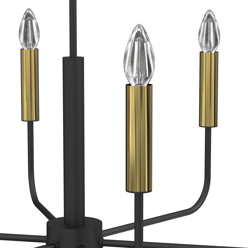 Lustra ar auklu AKASYA 6xE14/15W/230V melna/zelta