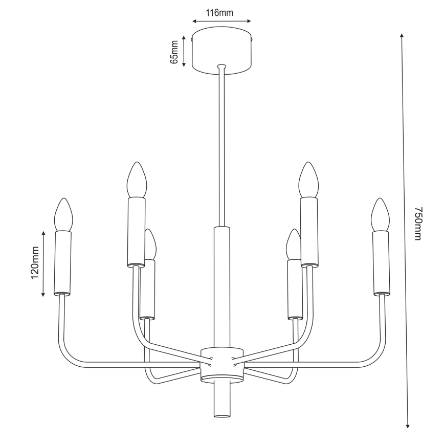 Lustra ar auklu AKASYA 6xE14/15W/230V melna/zelta