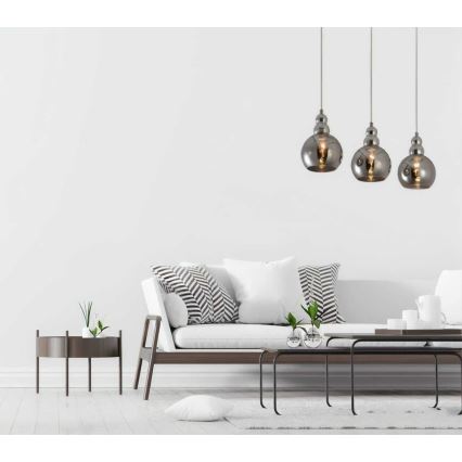 Lustra ar auklu AKSO 3xE14/40W/230V matēts hroms