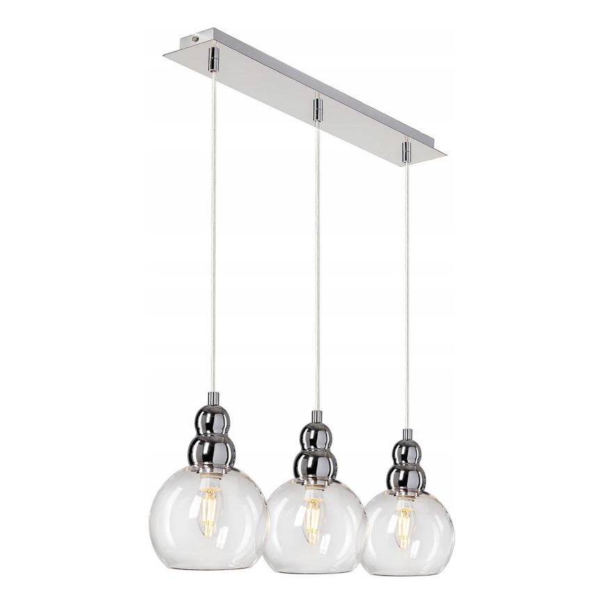 Lustra ar auklu AKSO 3xE14/40W/230V sudraba