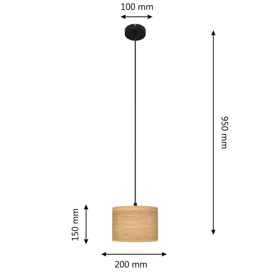 Lustra ar auklu ALBA 1xE27/15W/230V d. 20 cm brūna/melna