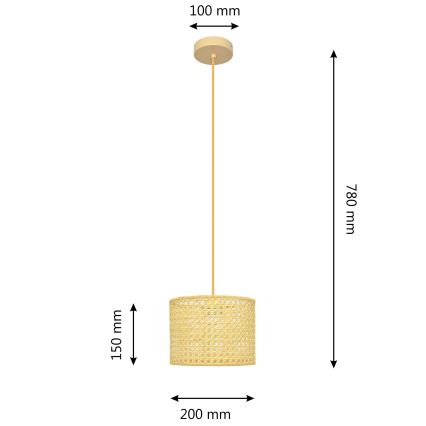 Lustra ar auklu ALBA 1xE27/15W/230V d. 20 cm rotanga