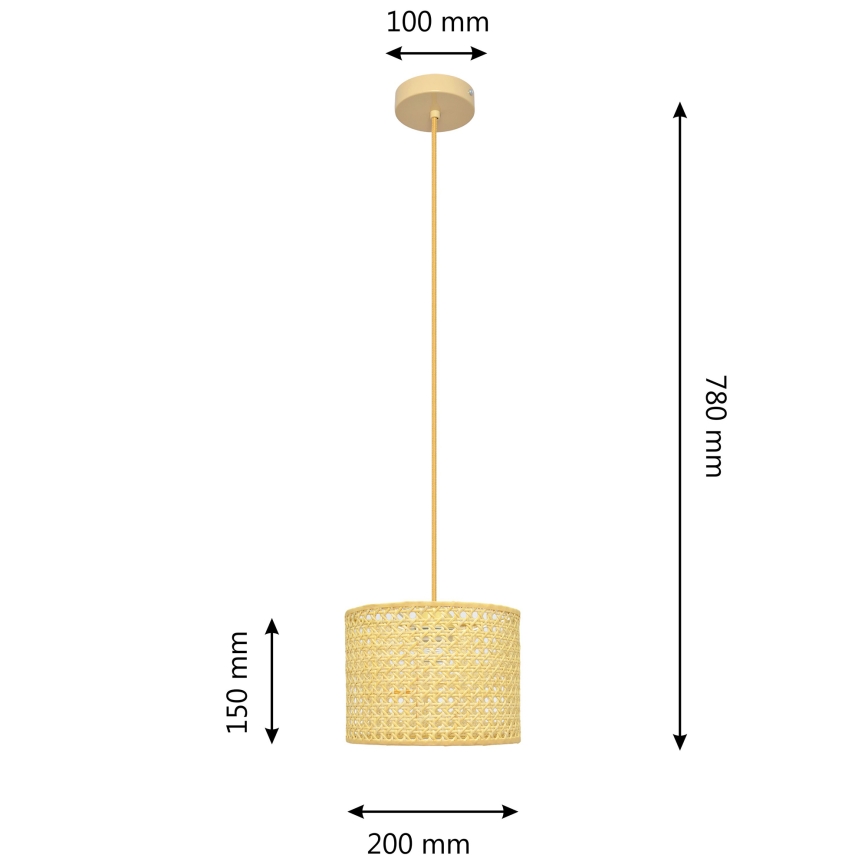 Lustra ar auklu ALBA 1xE27/15W/230V d. 20 cm rotanga