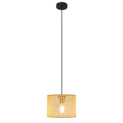 Lustra ar auklu ALBA 1xE27/15W/230V d. 20 cm rotanga/melna