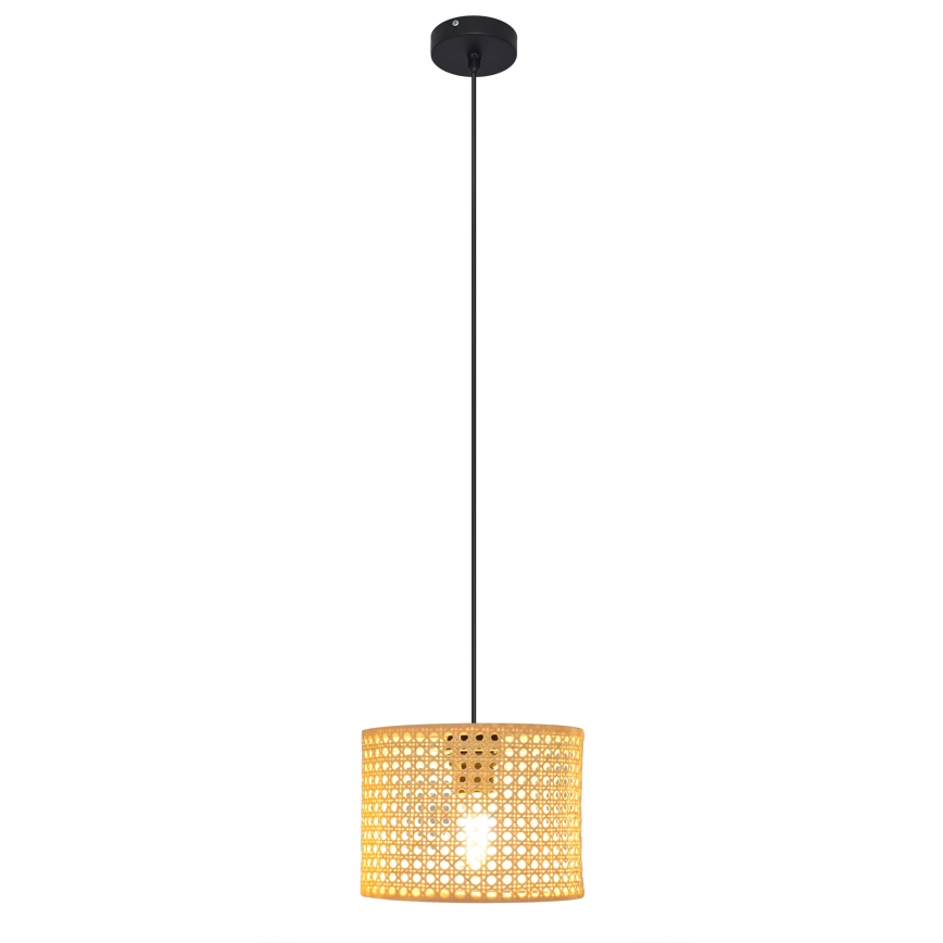 Lustra ar auklu ALBA 1xE27/15W/230V d. 20 cm rotanga/melna