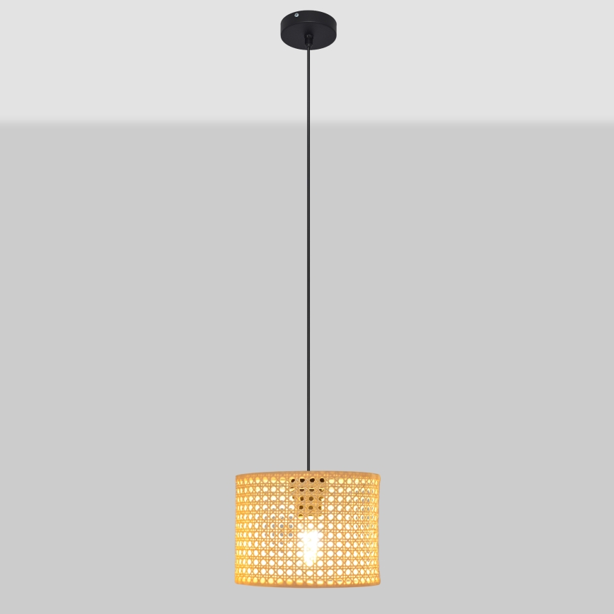 Lustra ar auklu ALBA 1xE27/15W/230V d. 20 cm rotanga/melna