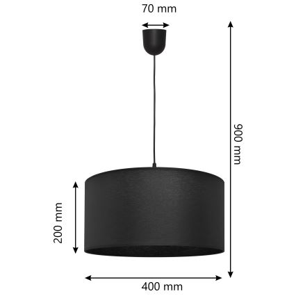 Lustra ar auklu ALBA 1xE27/15W/230V d. 40 cm melna