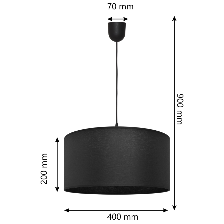 Lustra ar auklu ALBA 1xE27/15W/230V d. 40 cm melna