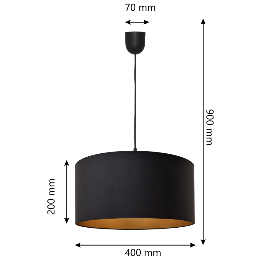 Lustra ar auklu ALBA 1xE27/15W/230V d. 40 cm melna/zelta
