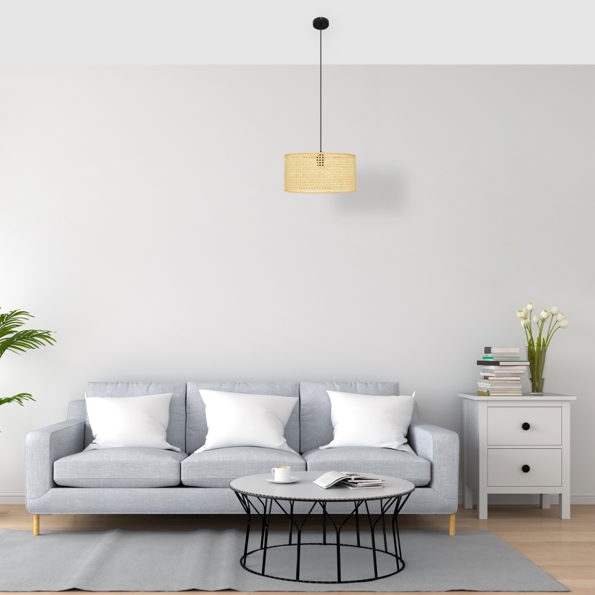 Lustra ar auklu ALBA 1xE27/15W/230V d. 40 cm rotanga/melna