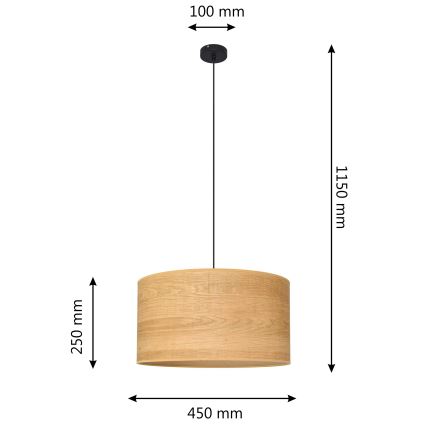 Lustra ar auklu ALBA 1xE27/15W/230V d. 45 cm brūna/melna