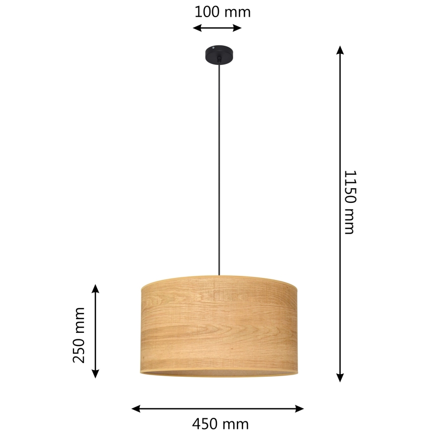 Lustra ar auklu ALBA 1xE27/15W/230V d. 45 cm brūna/melna