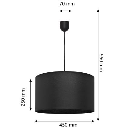 Lustra ar auklu ALBA 1xE27/15W/230V d. 45 cm melna