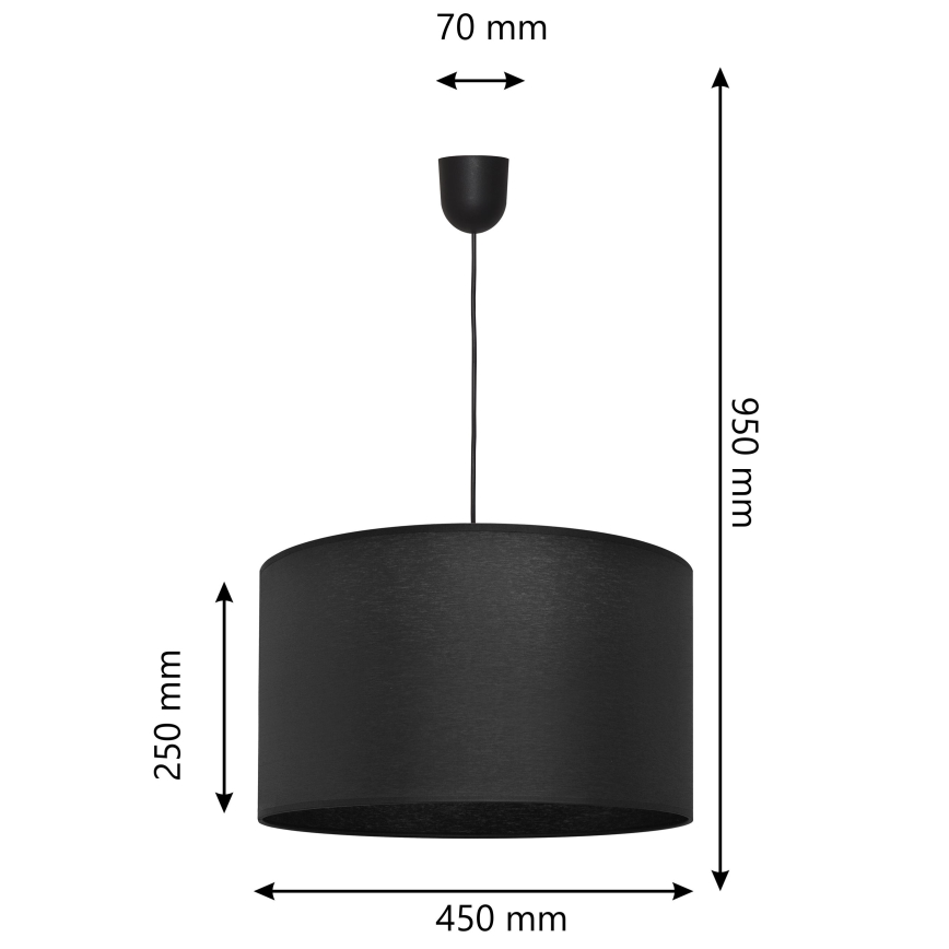 Lustra ar auklu ALBA 1xE27/15W/230V d. 45 cm melna