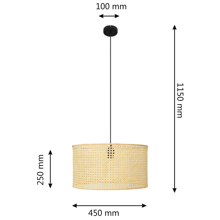 Lustra ar auklu ALBA 1xE27/15W/230V d. 45 cm rotanga/melna