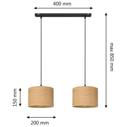 Lustra ar auklu ALBA 2xE27/15W/230V brūna/melna