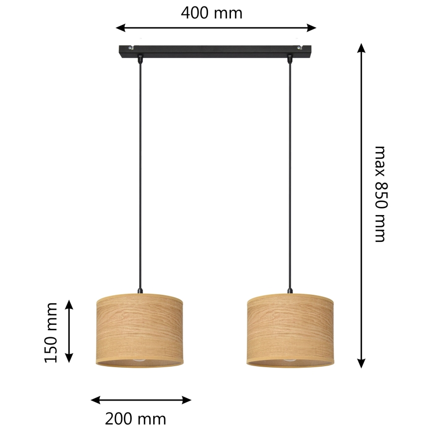 Lustra ar auklu ALBA 2xE27/15W/230V brūna/melna