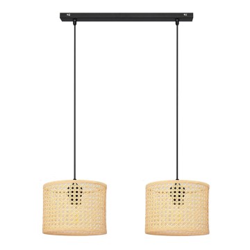 Lustra ar auklu ALBA 2xE27/15W/230V rotanga/melna