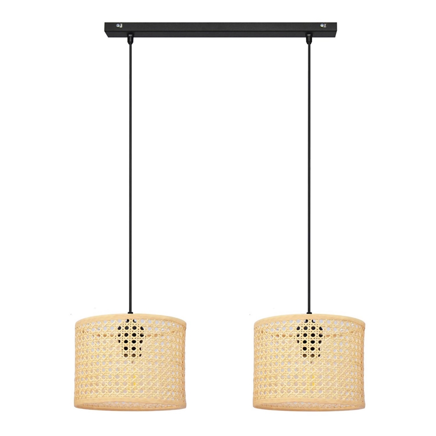 Lustra ar auklu ALBA 2xE27/15W/230V rotanga/melna