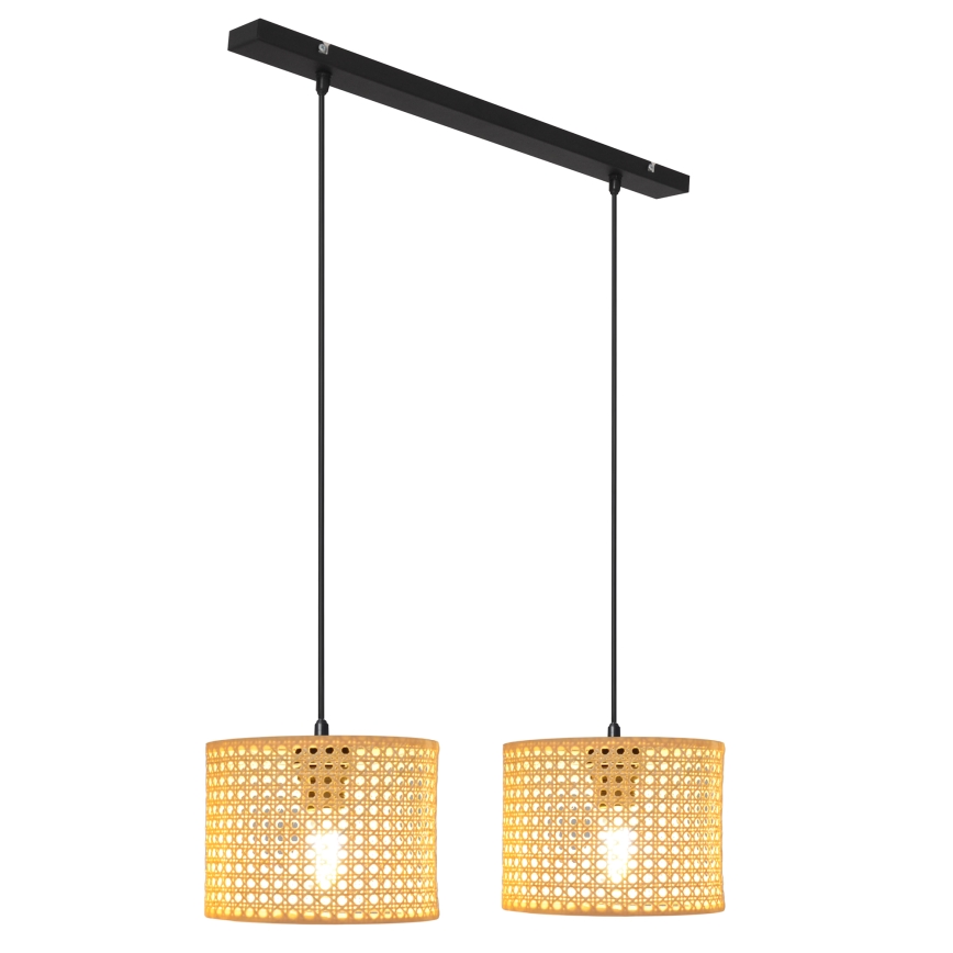 Lustra ar auklu ALBA 2xE27/15W/230V rotanga/melna