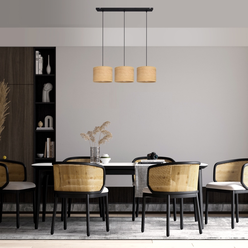 Lustra ar auklu ALBA 3xE27/15W/230V brūna/melna