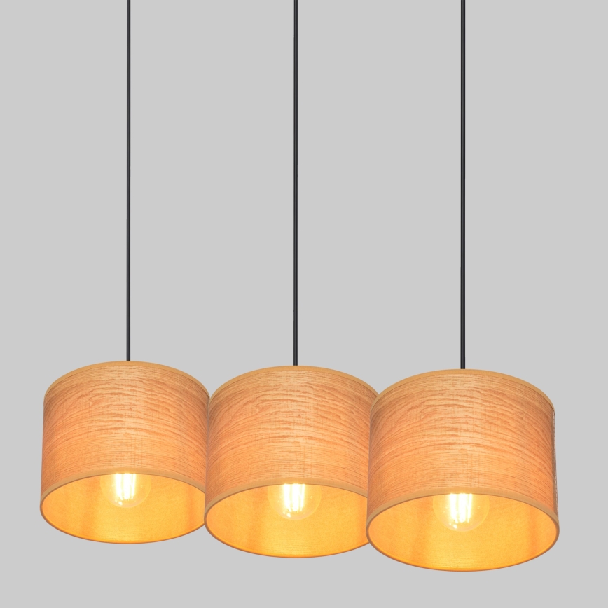 Lustra ar auklu ALBA 3xE27/15W/230V brūna/melna