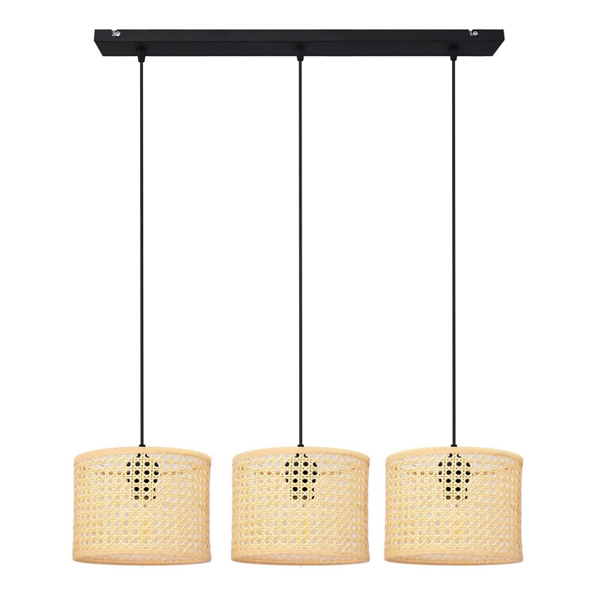 Lustra ar auklu ALBA 3xE27/15W/230V rotanga/melna