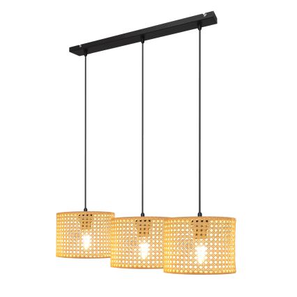 Lustra ar auklu ALBA 3xE27/15W/230V rotanga/melna