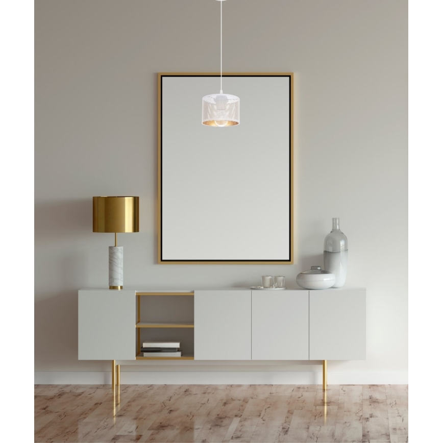 Lustra ar auklu ALDO 1xE27/60W/230V d. 15 cm balta