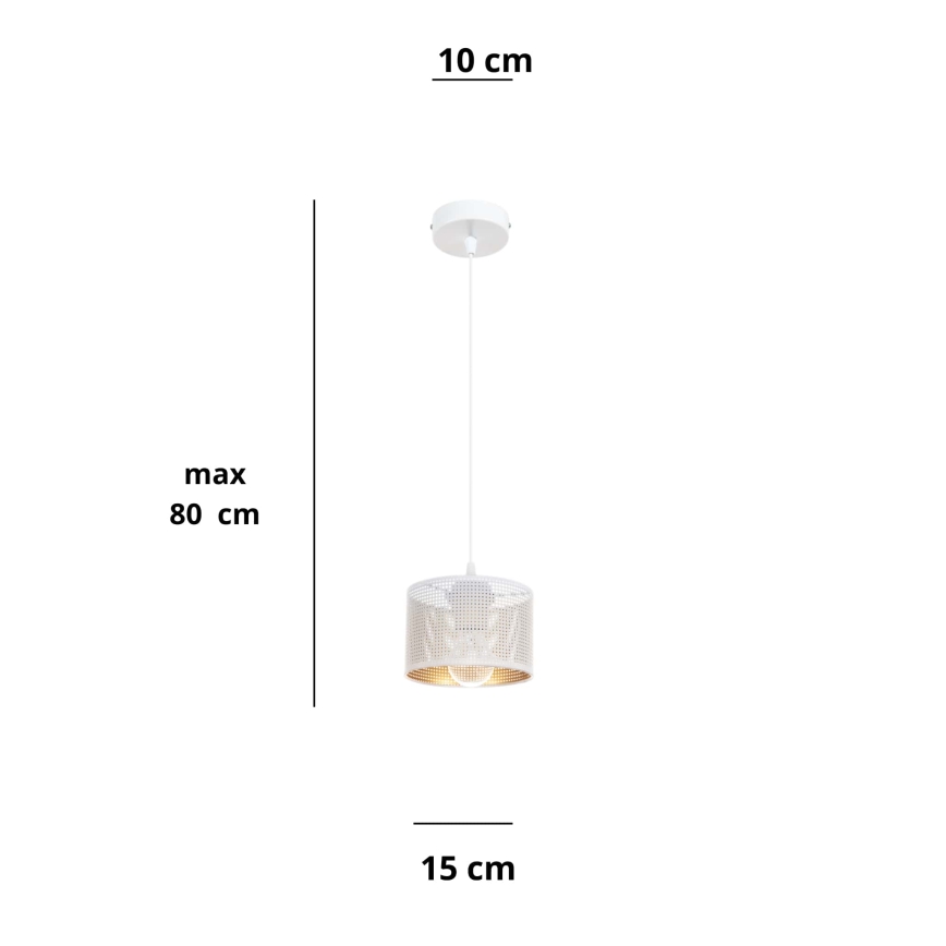 Lustra ar auklu ALDO 1xE27/60W/230V d. 15 cm balta