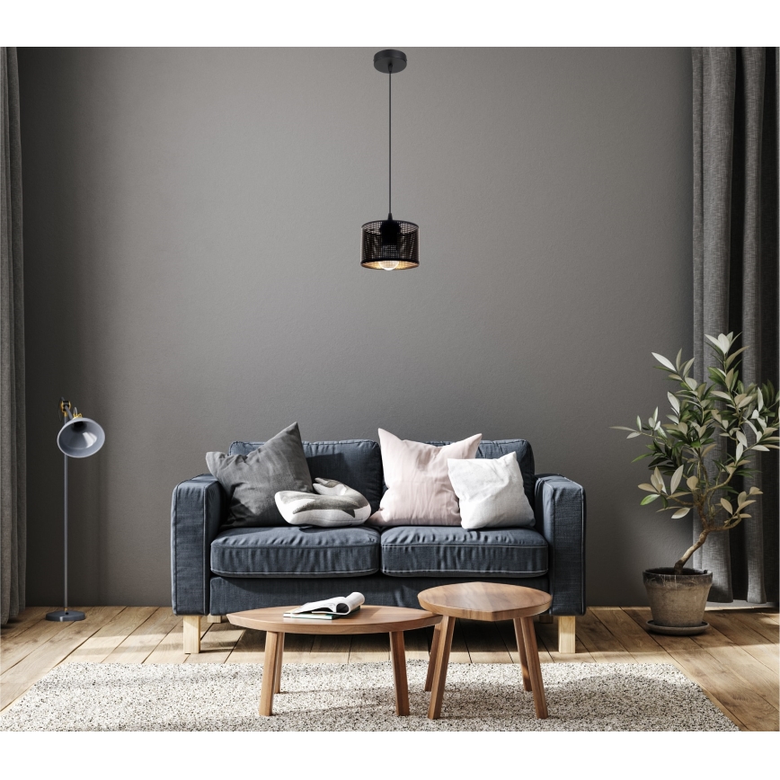 Lustra ar auklu ALDO 1xE27/60W/230V d. 15 cm melna