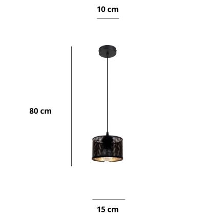 Lustra ar auklu ALDO 1xE27/60W/230V d. 15 cm melna