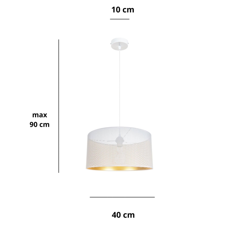 Lustra ar auklu ALDO 1xE27/60W/230V d. 40 cm balta