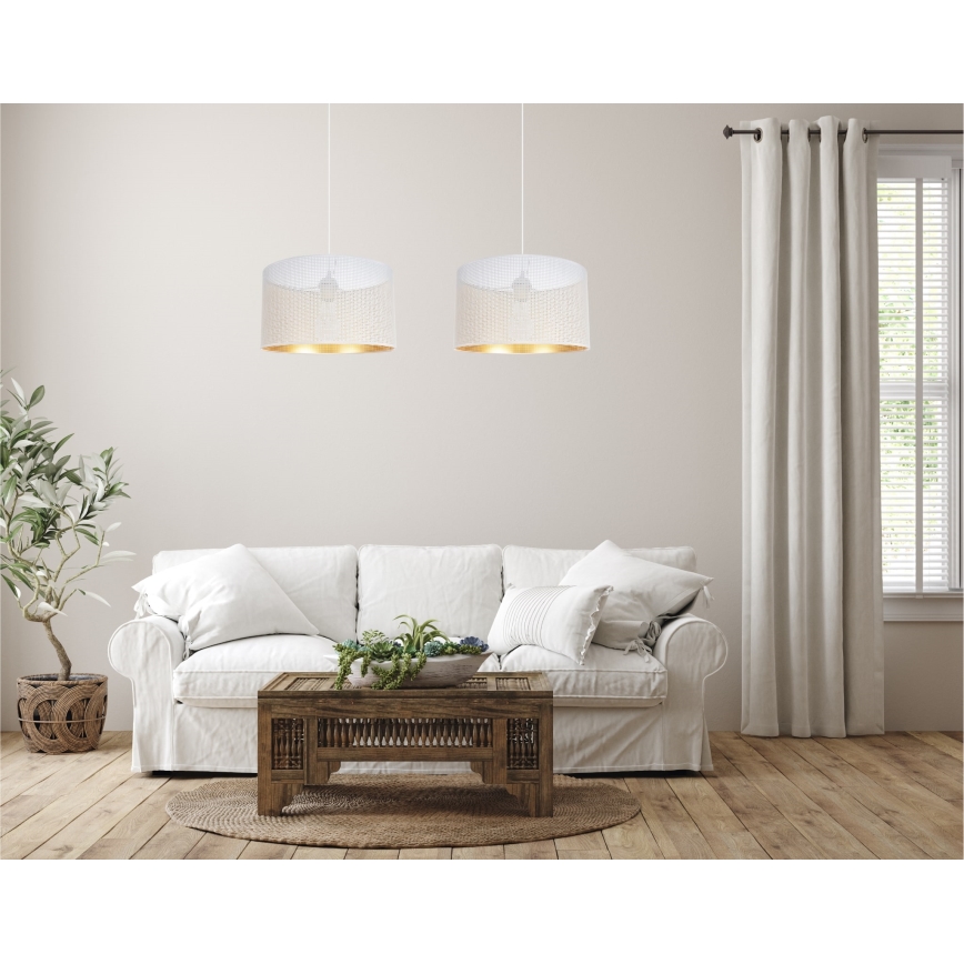 Lustra ar auklu ALDO 2xE27/60W/230V balta