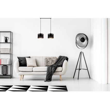 Lustra ar auklu ALDO 2xE27/60W/230V melna