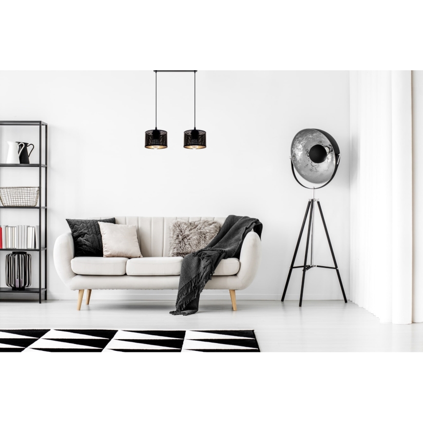 Lustra ar auklu ALDO 2xE27/60W/230V melna