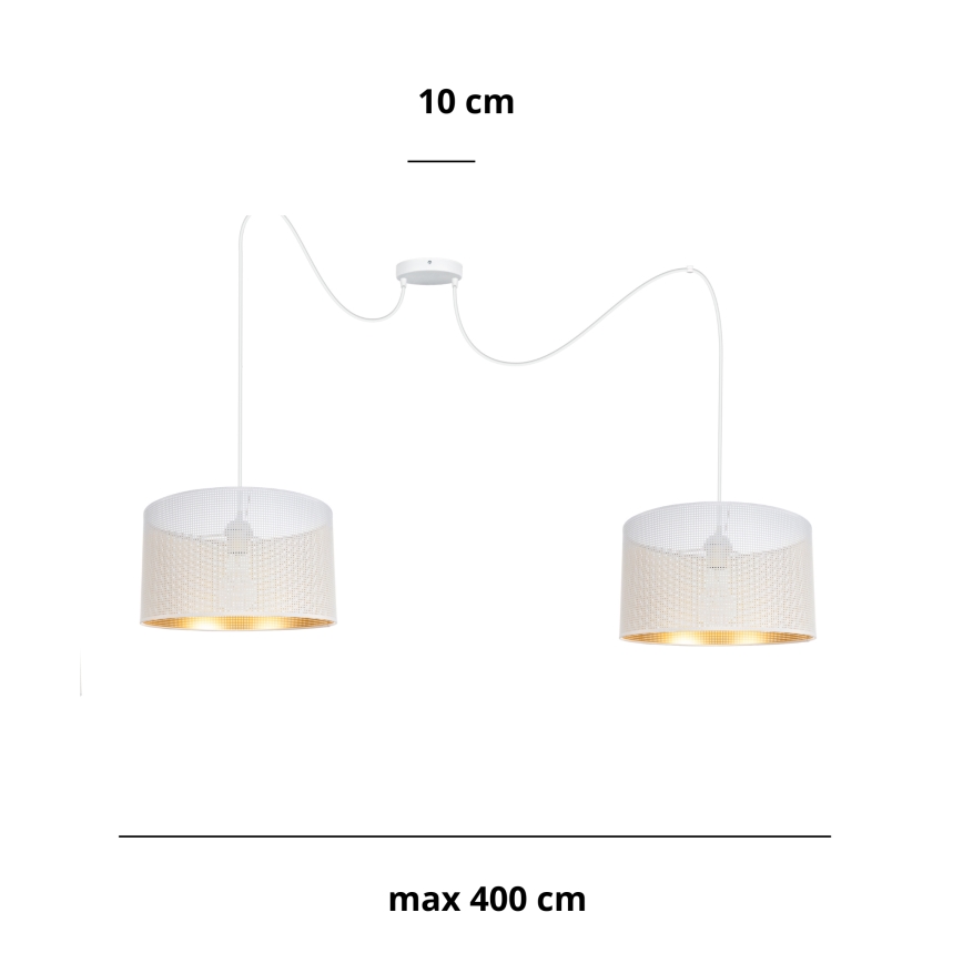 Lustra ar auklu ALDO 2xE27/60W/230V zirneklis balta