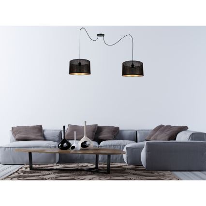 Lustra ar auklu ALDO 2xE27/60W/230V zirneklis melna