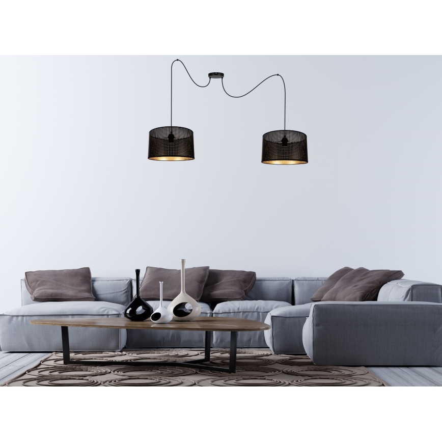 Lustra ar auklu ALDO 2xE27/60W/230V zirneklis melna