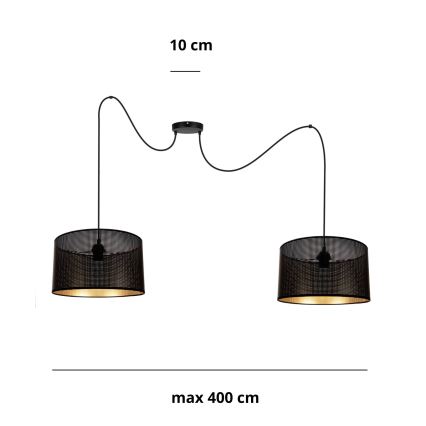 Lustra ar auklu ALDO 2xE27/60W/230V zirneklis melna