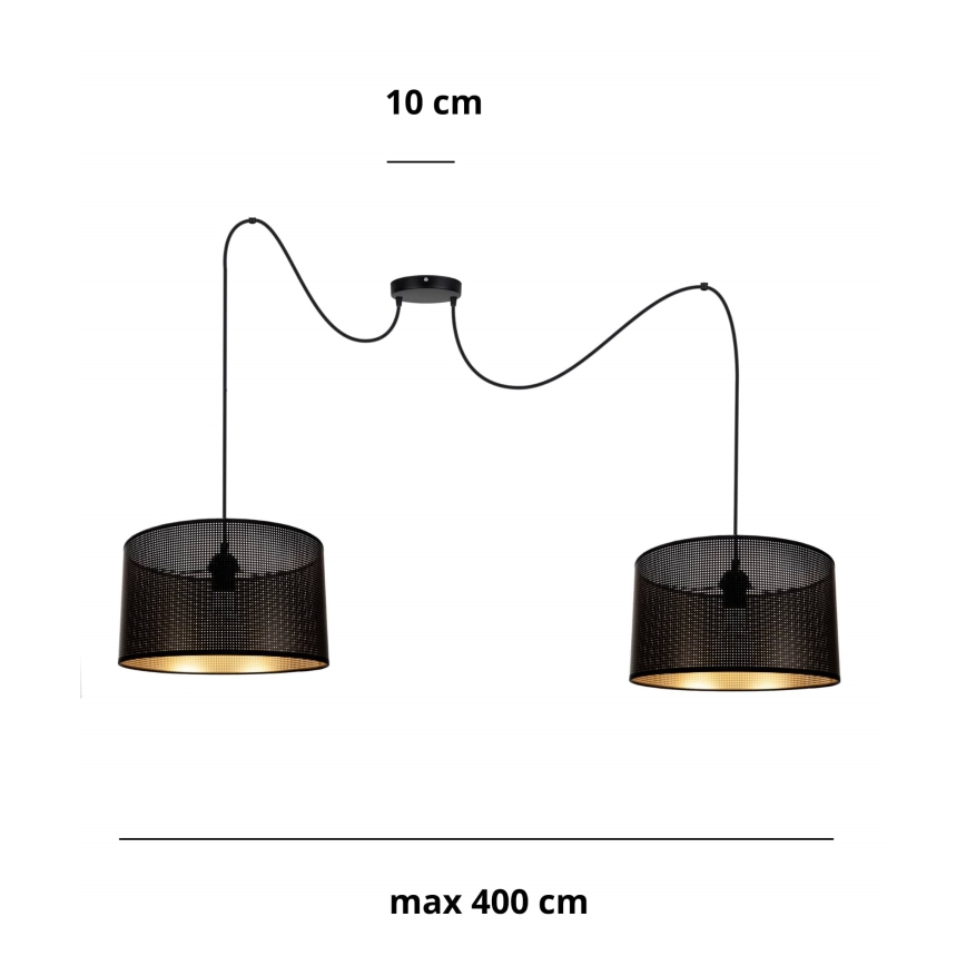 Lustra ar auklu ALDO 2xE27/60W/230V zirneklis melna