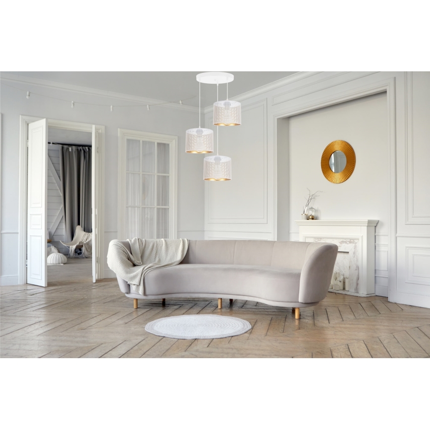Lustra ar auklu ALDO 3xE27/60W/230V d. 45 cm balta