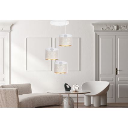 Lustra ar auklu ALDO 3xE27/60W/230V d. 45 cm balta